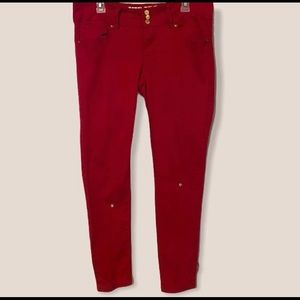 Red High Waisted Buttoned Down Jeans